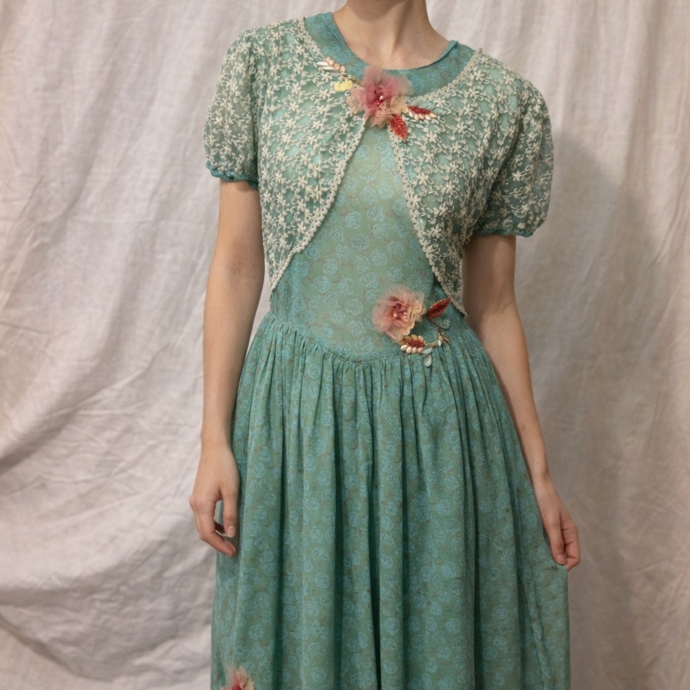 Up Cycled floral dress Adult XS/S Girl 14